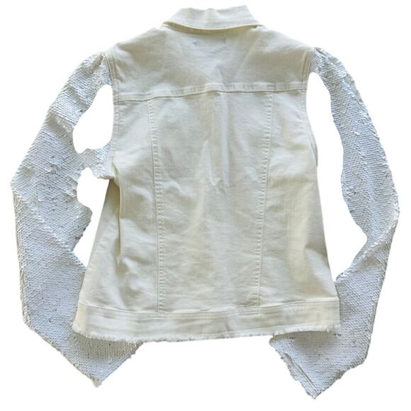 Generation Love Rosie Jean Jacket Size XS White Sequins Off-White Denim - Picture 7 of 8